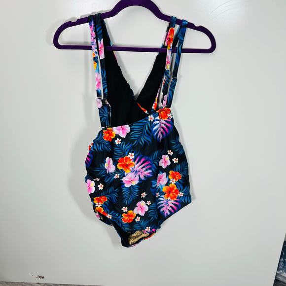 One Piece Swimsuit Tummy Control Bathing Suit Ruched Front Cross‎ Swimwear 5X - Picture 6 of 9